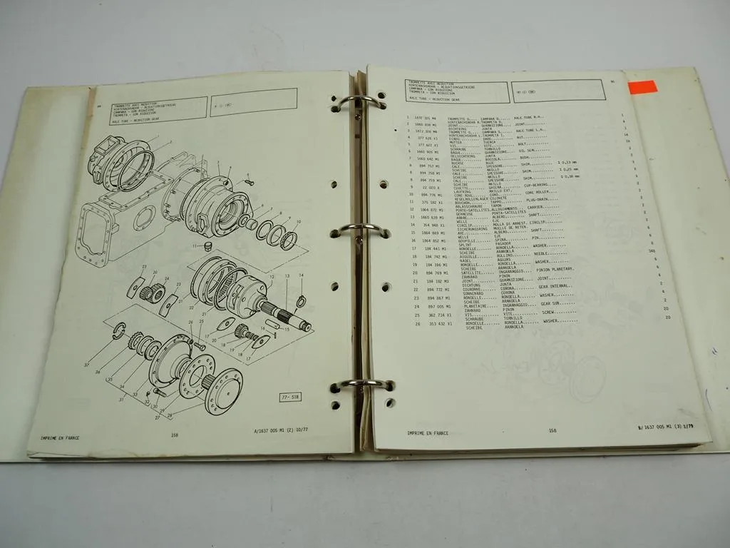 Massey Ferguson MF 158 MK III Schmalspurschlepper Ersatzteilliste 1975/79