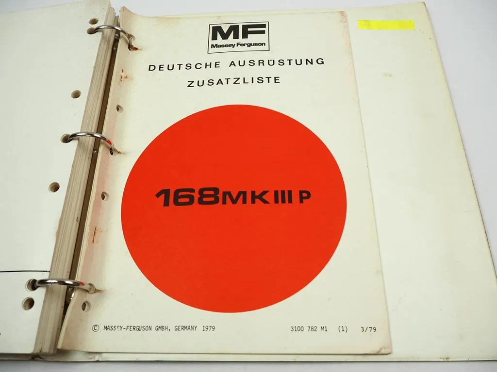 Massey Ferguson MF 168 MK III Traktor Tracteur Ersatzteilliste Parts List 1976/79
