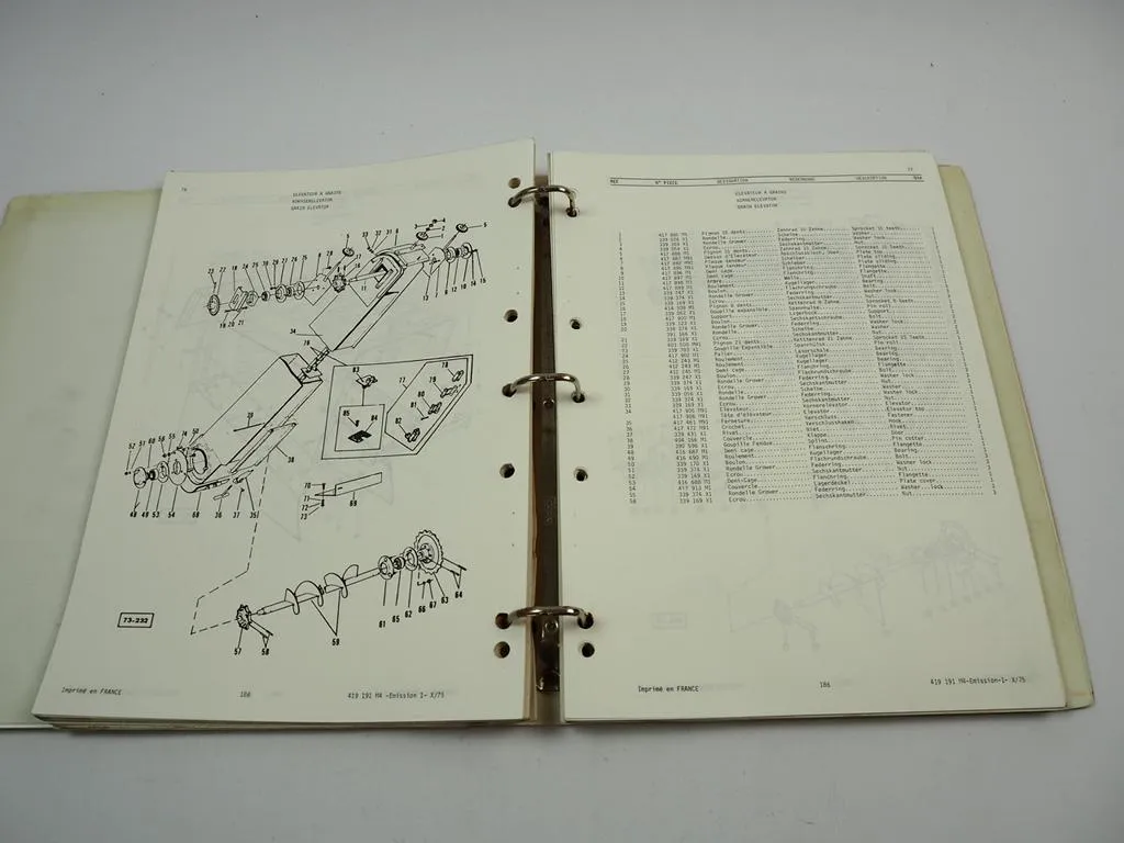 Massey Ferguson MF 186 Mähdrescher Ersatzteilliste Parts List 1975