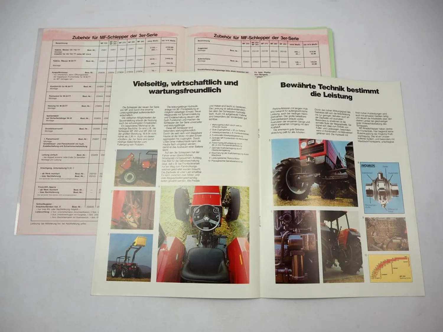 Massey Ferguson MF 233 253 263 273 283 293 Schlepper Prospekt Preisliste 1984