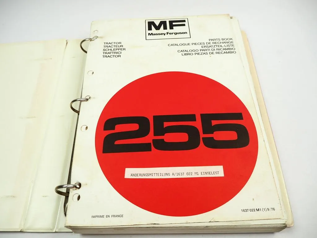 Massey Ferguson MF 255 Traktor Tracteur Ersatzteilliste Parts List 1976/78