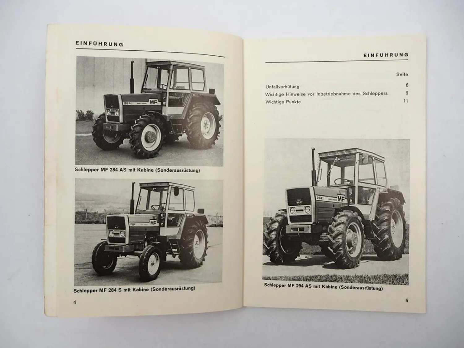 Massey Ferguson MF 284 294 S AS Betriebsanleitung Wartungsheft 1980er Jahre