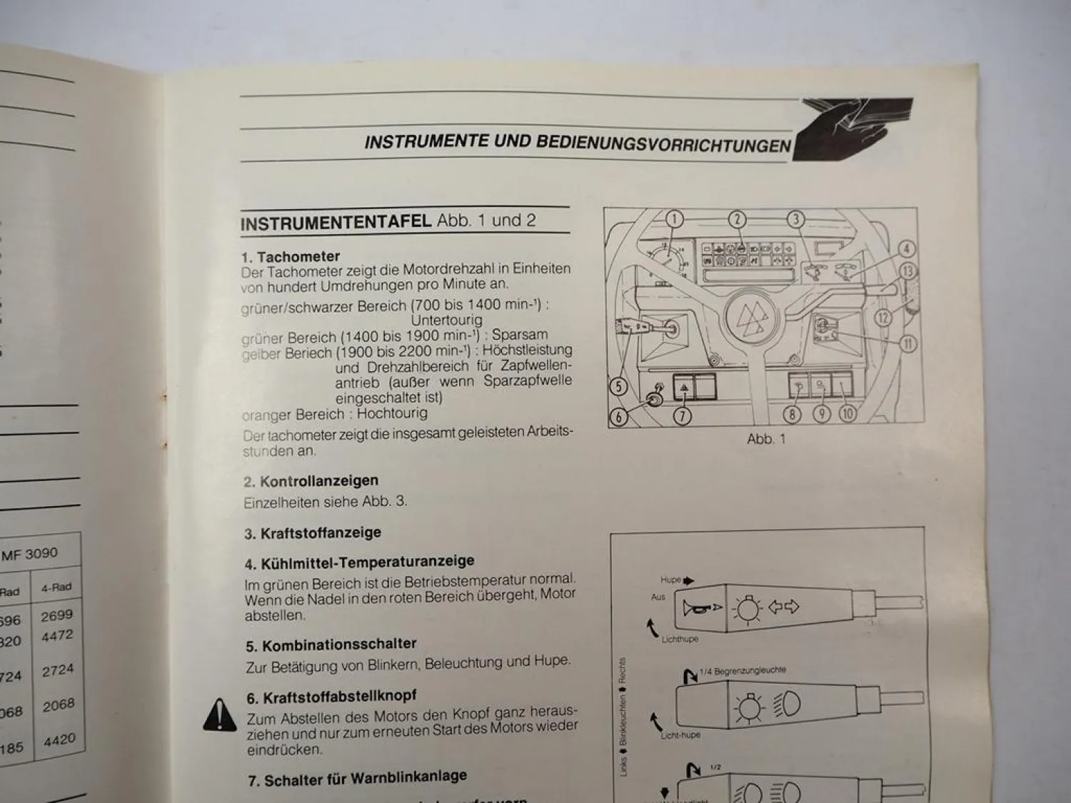 Massey Ferguson MF 3050 3060 3070 3080 3090 Traktor Bedienungsanleitung 1986