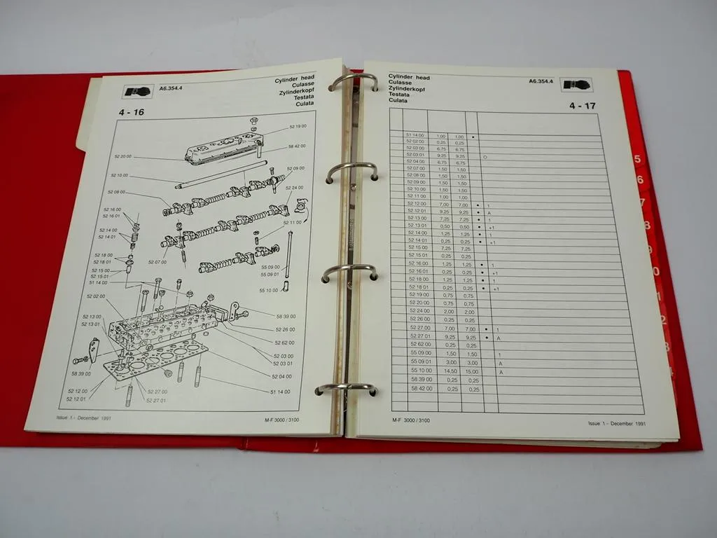 Massey Ferguson MF 3050 - 3095 3115 3120 3125 Richtzeitenliste Werkstatt 91/95