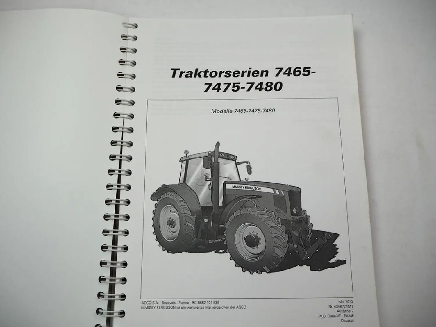 Massey Ferguson MF 7465 7475 7480 Schlepper Betriebsanleitung Wartung 2010