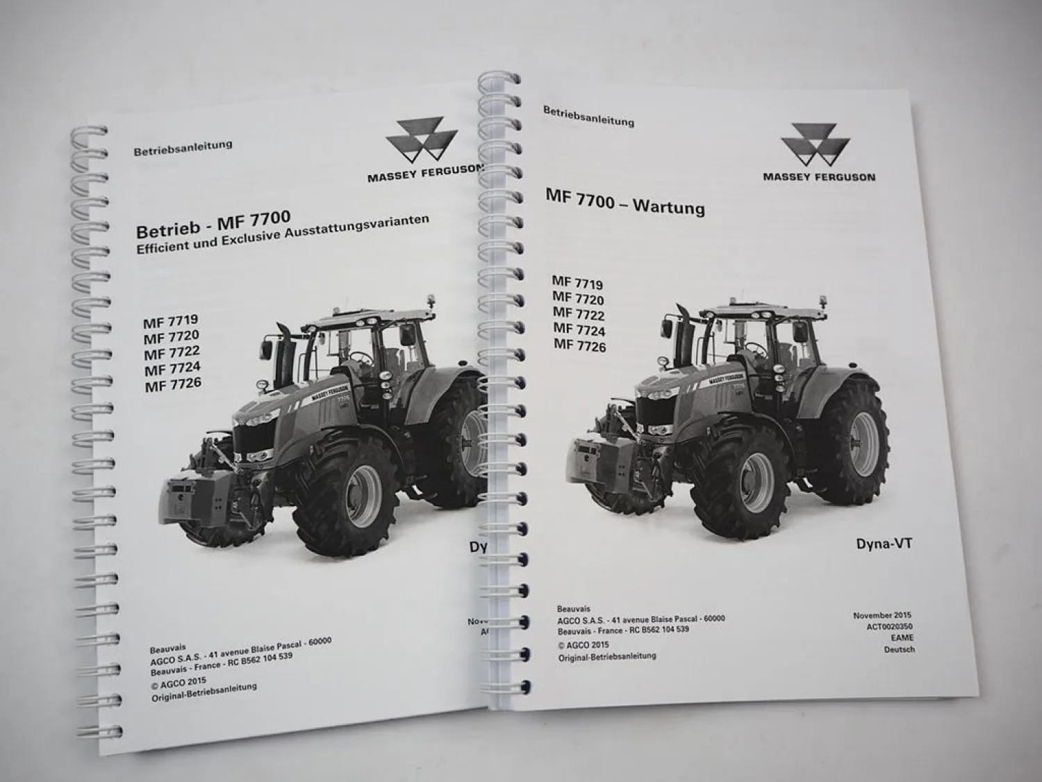 Massey Ferguson MF 7719 7720 7722 7724 7726 Schlepper Betriebsanleitung Wartung