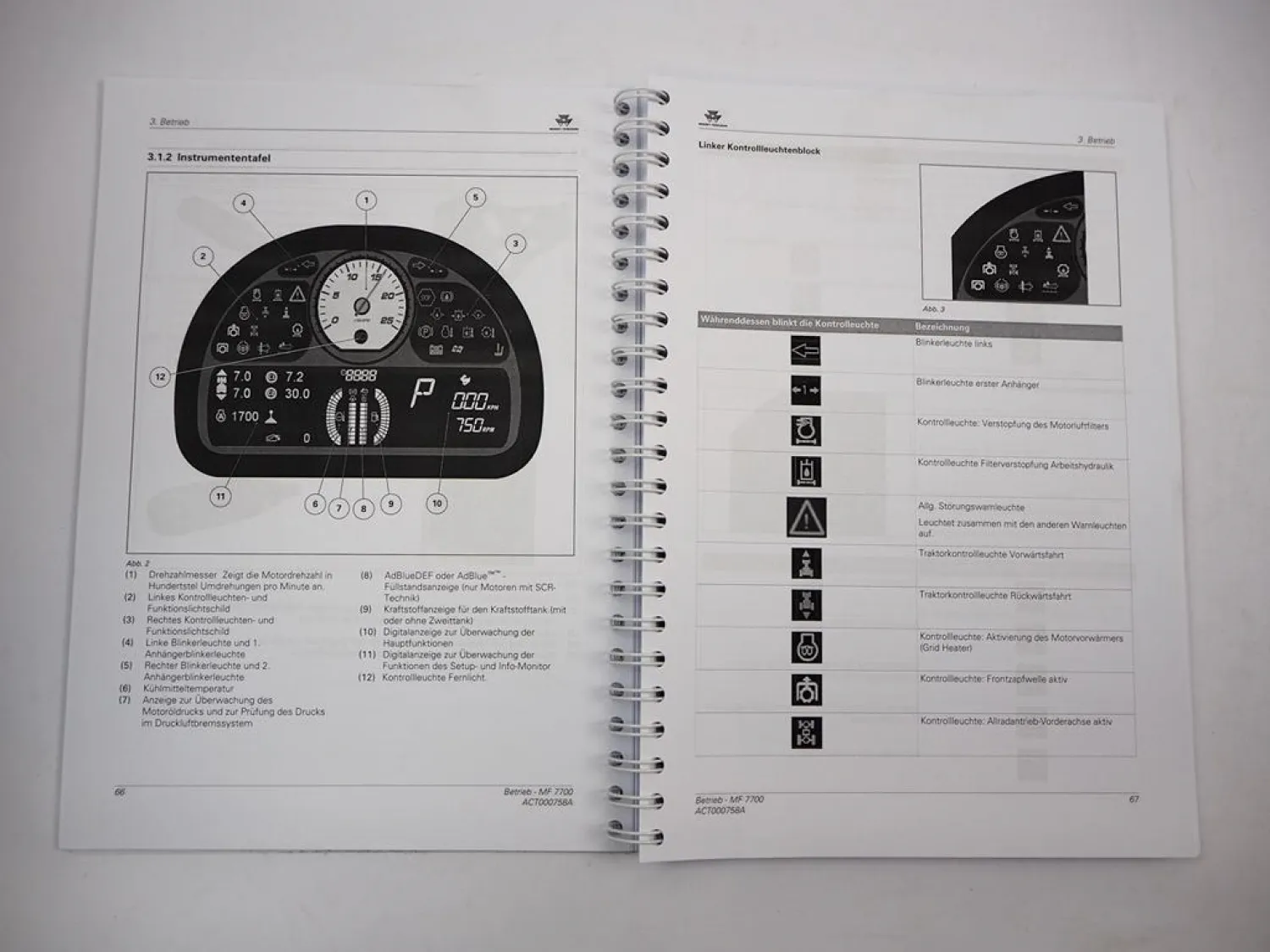 Massey Ferguson MF 7719 7720 7722 7724 7726 Schlepper Betriebsanleitung Wartung