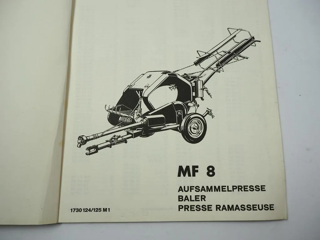 Massey Ferguson MF 8 Aufsammelpresse Baler Ersatzteilliste Parts Book 1968