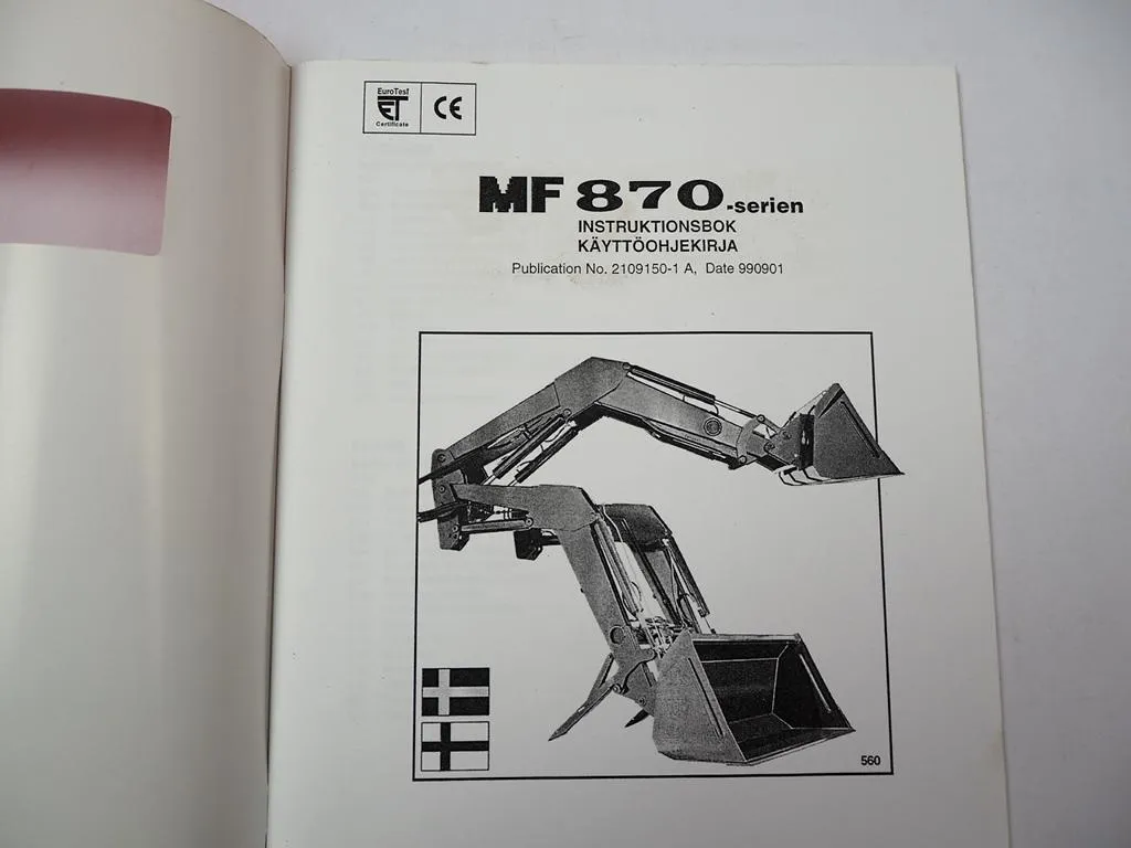 Massey Ferguson MF 871 872 873 874 875 876 877 Loader Instruktionsbok 1997