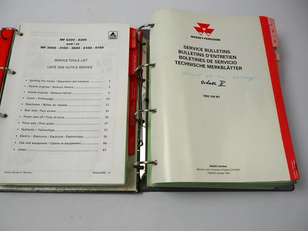 Massey Ferguson MF div. Traktor Serien Service Bulletins 1997 - 2002 Werkstatthandbuch