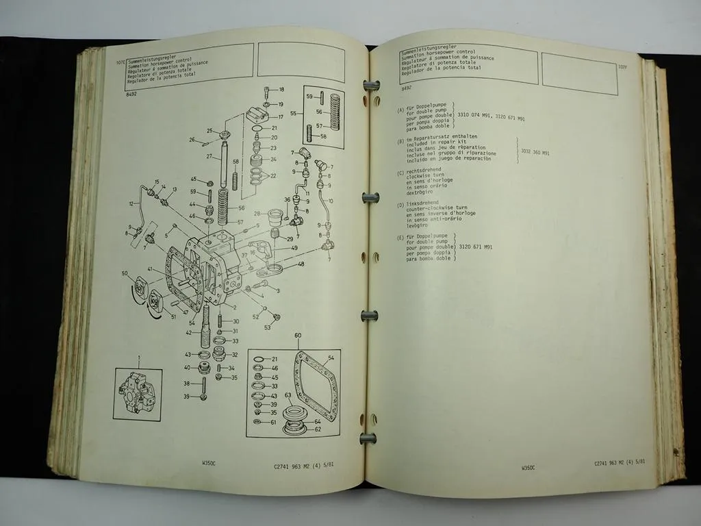 Massey Ferguson MF Hanomag W350C Radbagger Ersatzteilliste Parts List 1977/81