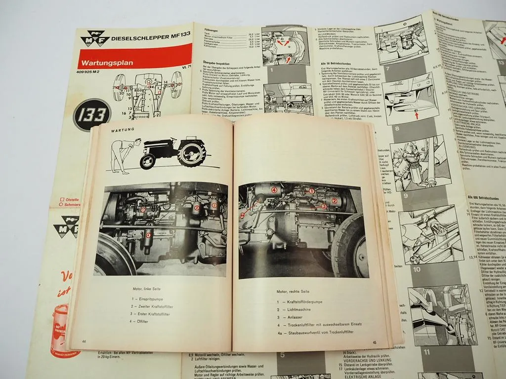 Massey Ferguson MF133 Schlepper Betriebsanleitung Bedienungsanleitung 1971