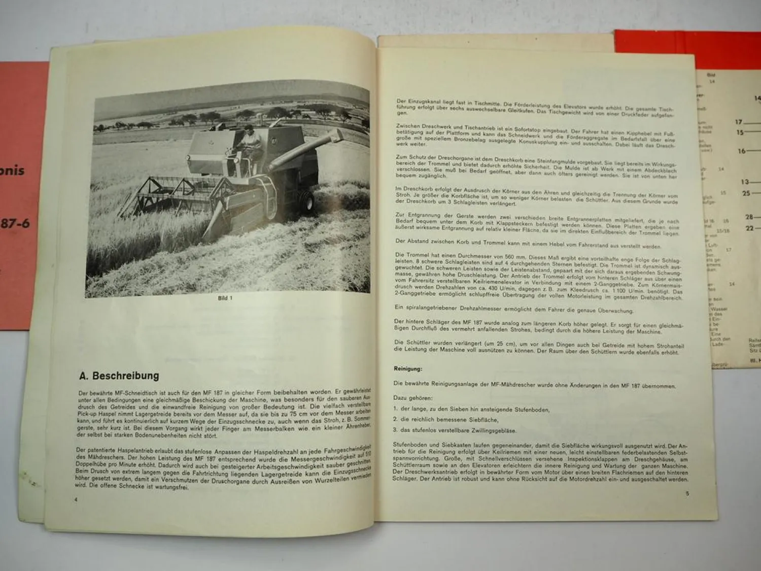Massey Ferguson MF187 Mähdrescher Betriebsanleitung Ersatzteilliste 1971