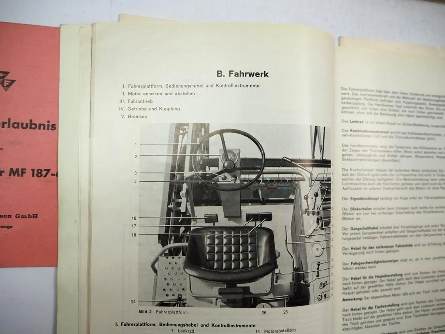 Massey Ferguson MF187 Mähdrescher Betriebsanleitung Ersatzteilliste 1971