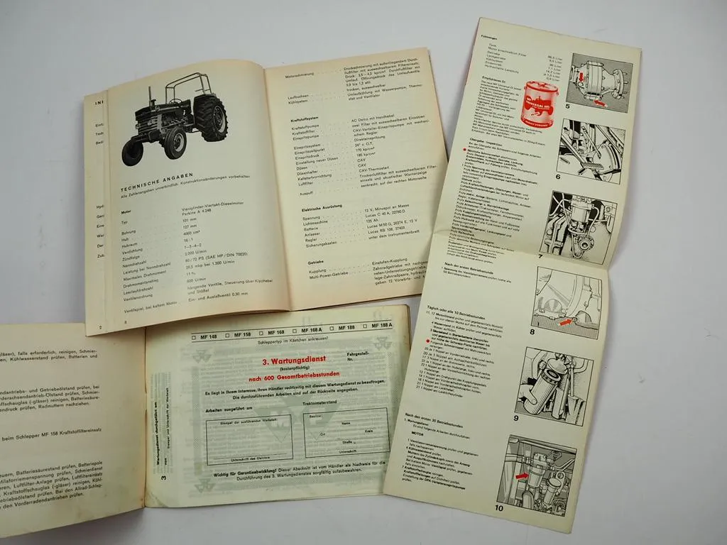 Massey Ferguson MF188 MF188 A Schlepper Betriebsanleitung Wartung 1972