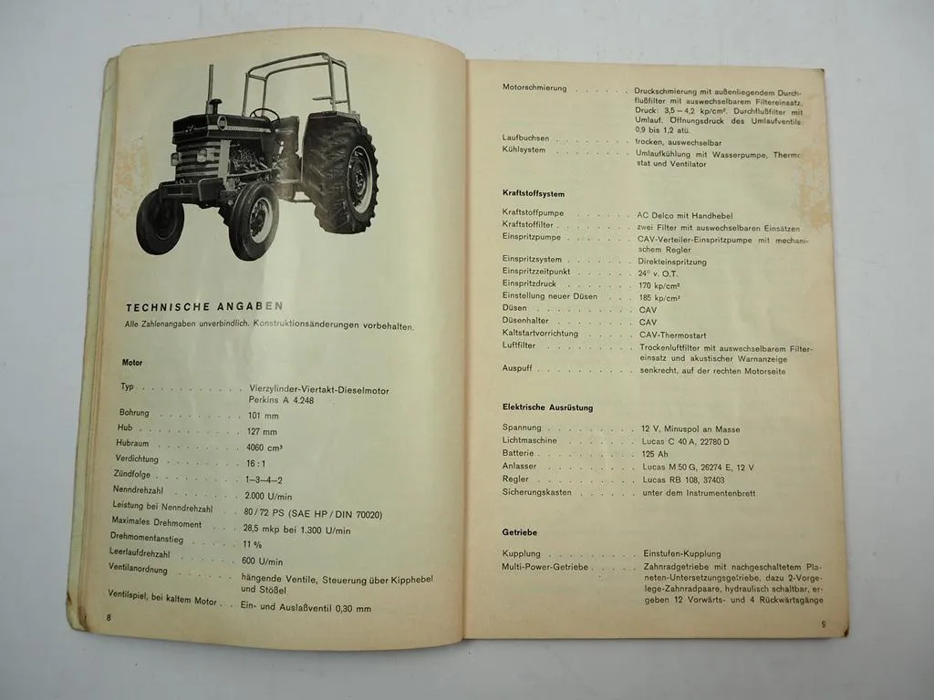 Massey Ferguson MF188 MF188 A Schlepper Betriebsanleitung Wartung 1972