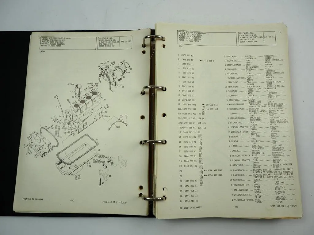 Massey Ferguson MF44 C Hanomag B11 C Radlader Ersatzteilliste 1979/80