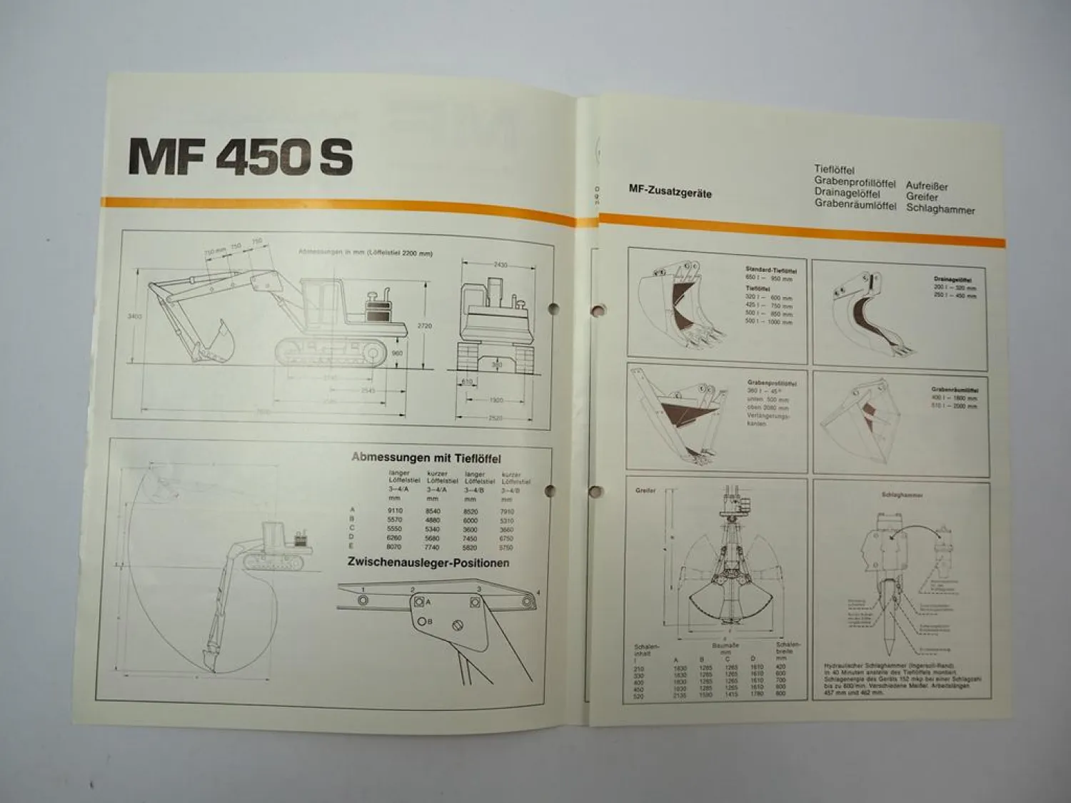 Massey Ferguson MF450S Hydraulikbagger 102 PS Prospekt 1970/80er Jahre