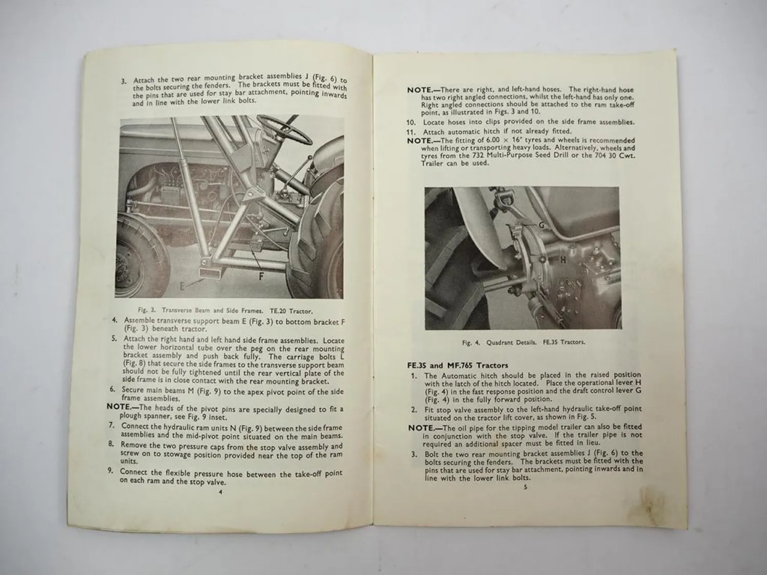 Massey Ferguson MF735 Loader Operator Instuction Book TE20 FE35 MF765 Tractor