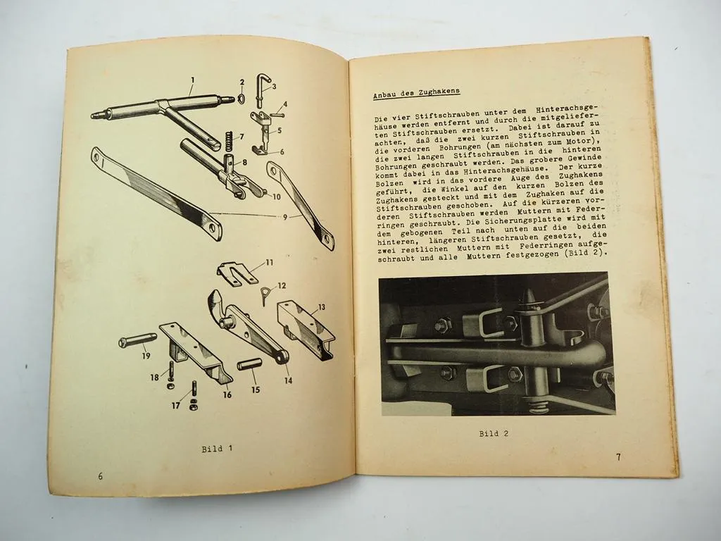Massey Ferguson Zusatzgeräte zum MF65 Schlepper Anbauanleitung 1960