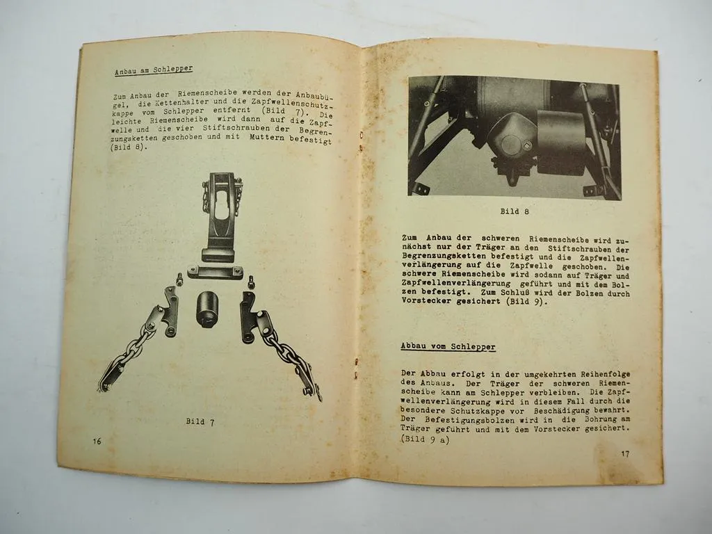 Massey Ferguson Zusatzgeräte zum MF65 Schlepper Anbauanleitung 1960