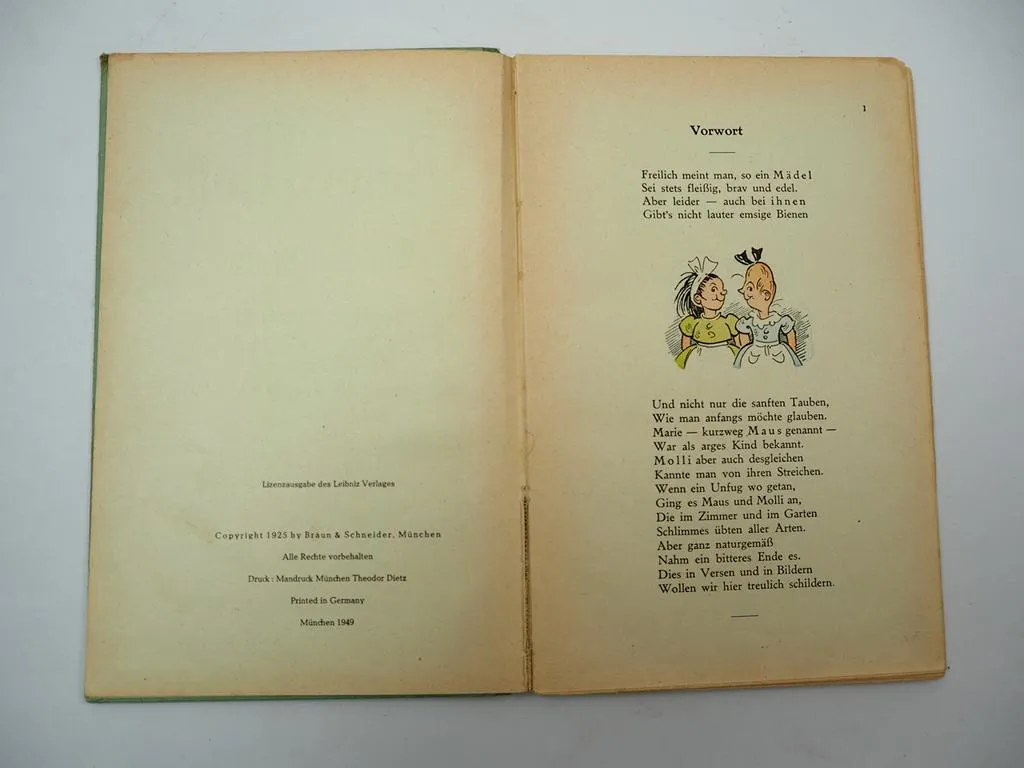 Maus und Molli Wilhelm Herbert Mädelgeschichte nach Wilhelm Busch 1949