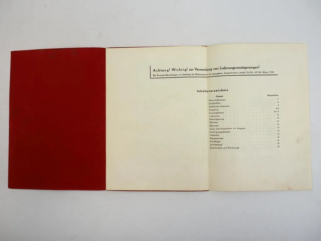 Maybach HL54TUKRM Motor im Sd.Kfz.6 Ersatzteilliste 1940 Wehrmacht