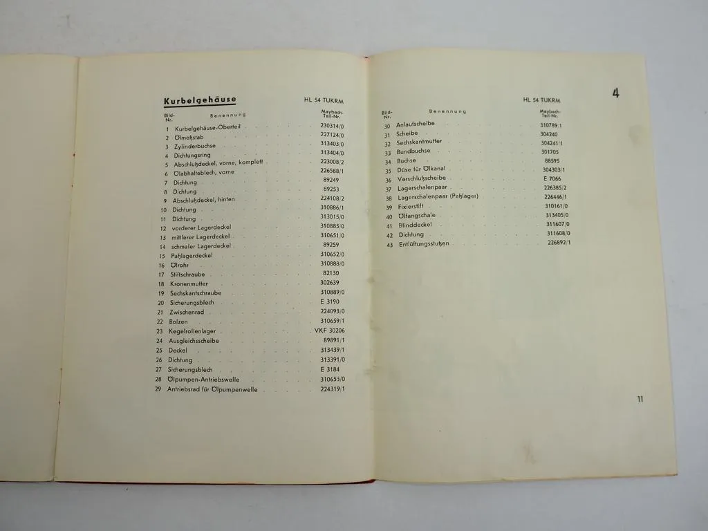 Maybach HL54TUKRM Motor im Sd.Kfz.6 Ersatzteilliste 1940 Wehrmacht