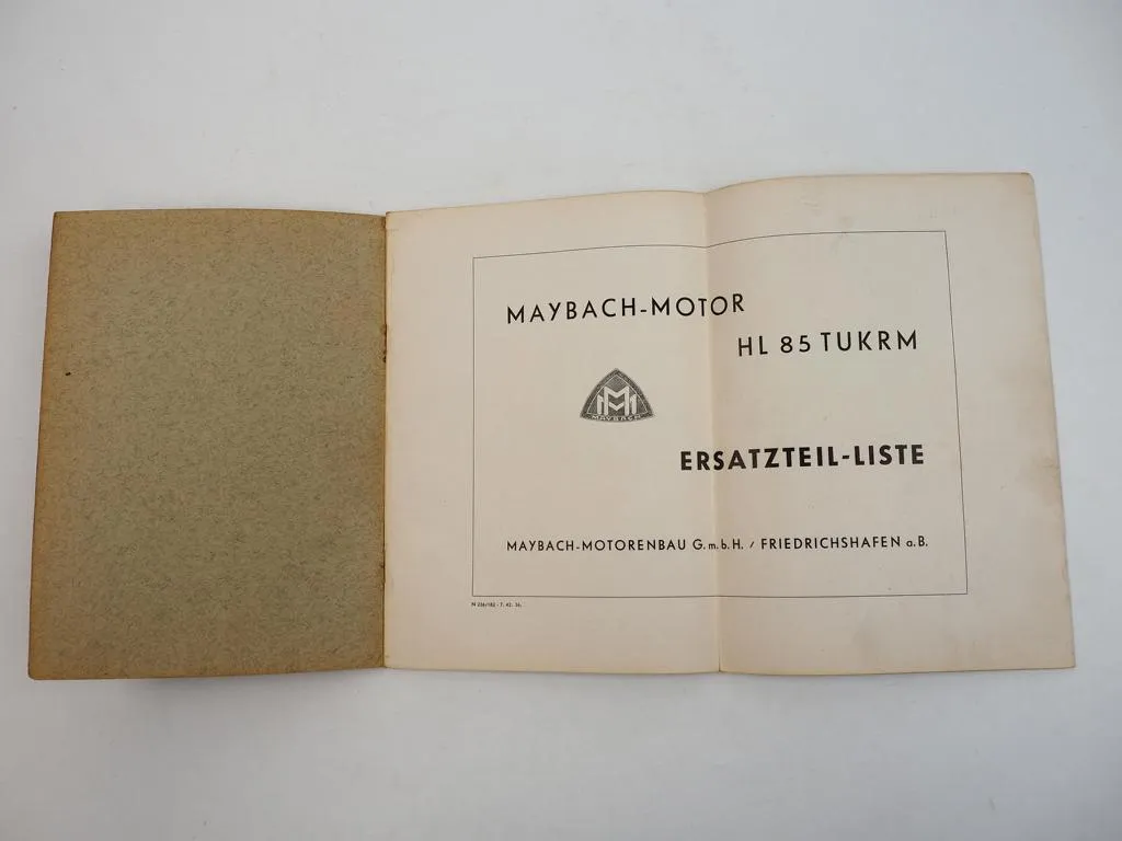 Maybach HL85TUKRM Motor im Sd.Kfz.8 Ersatzteilliste 1942 Wehrmacht