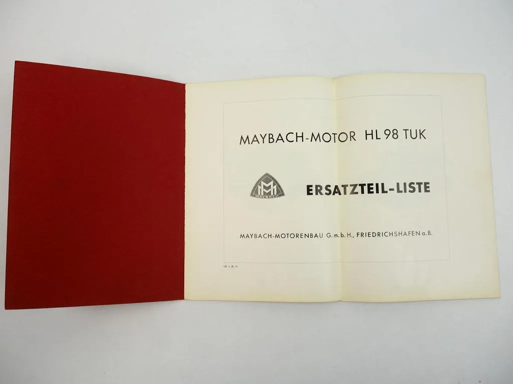 Maybach HL98TUK Motor im Sd.Kfz.9 Famo Ersatzteilliste 1938 Wehrmacht