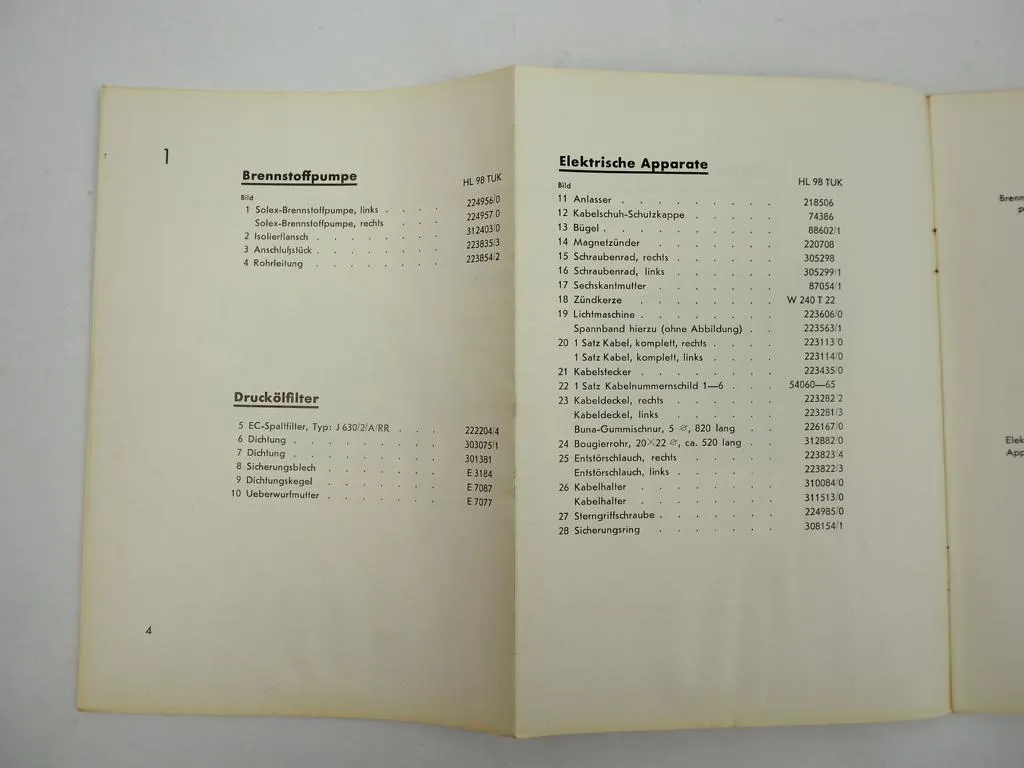 Maybach HL98TUK Motor im Sd.Kfz.9 Famo Ersatzteilliste 1938 Wehrmacht