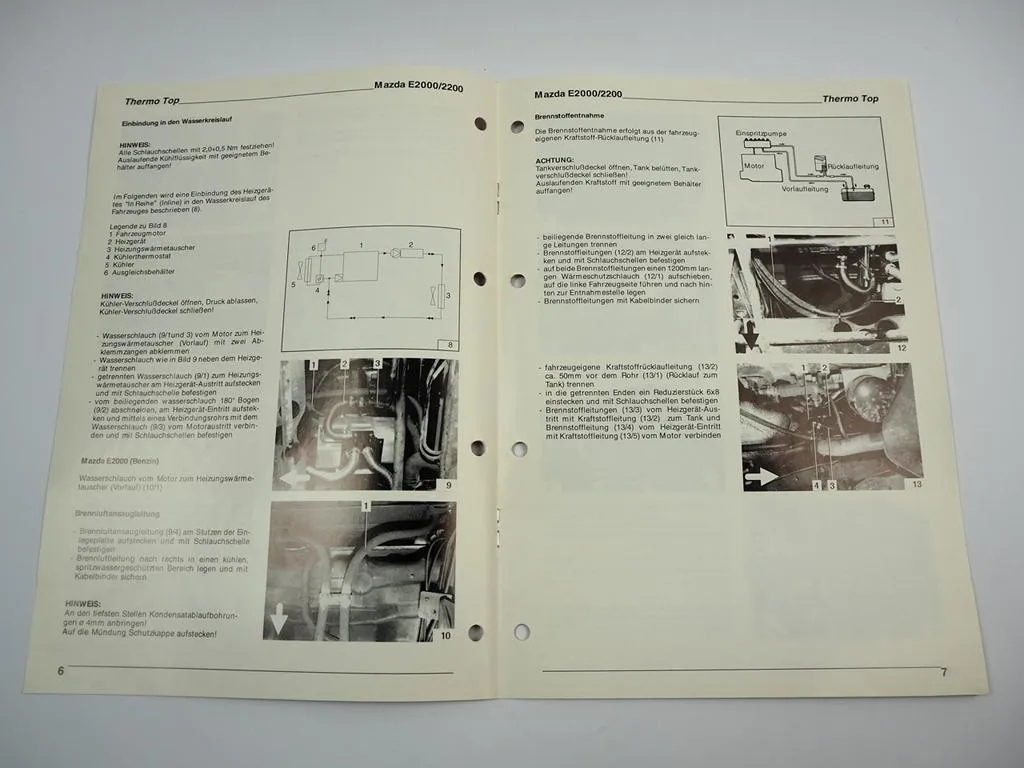 Mazda E2200 E2000 4x4 Einbauanleitung Webasto Thermo Top T BW/DW50 Heizung