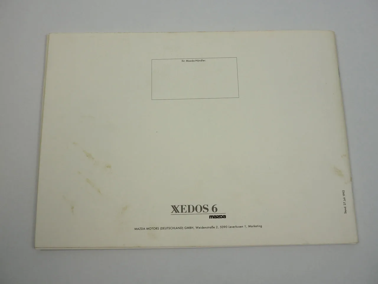 Mazda Xedos 6 2.0 mit V6 Motor Technische Daten Ausstattung Preise Prospekt 1992