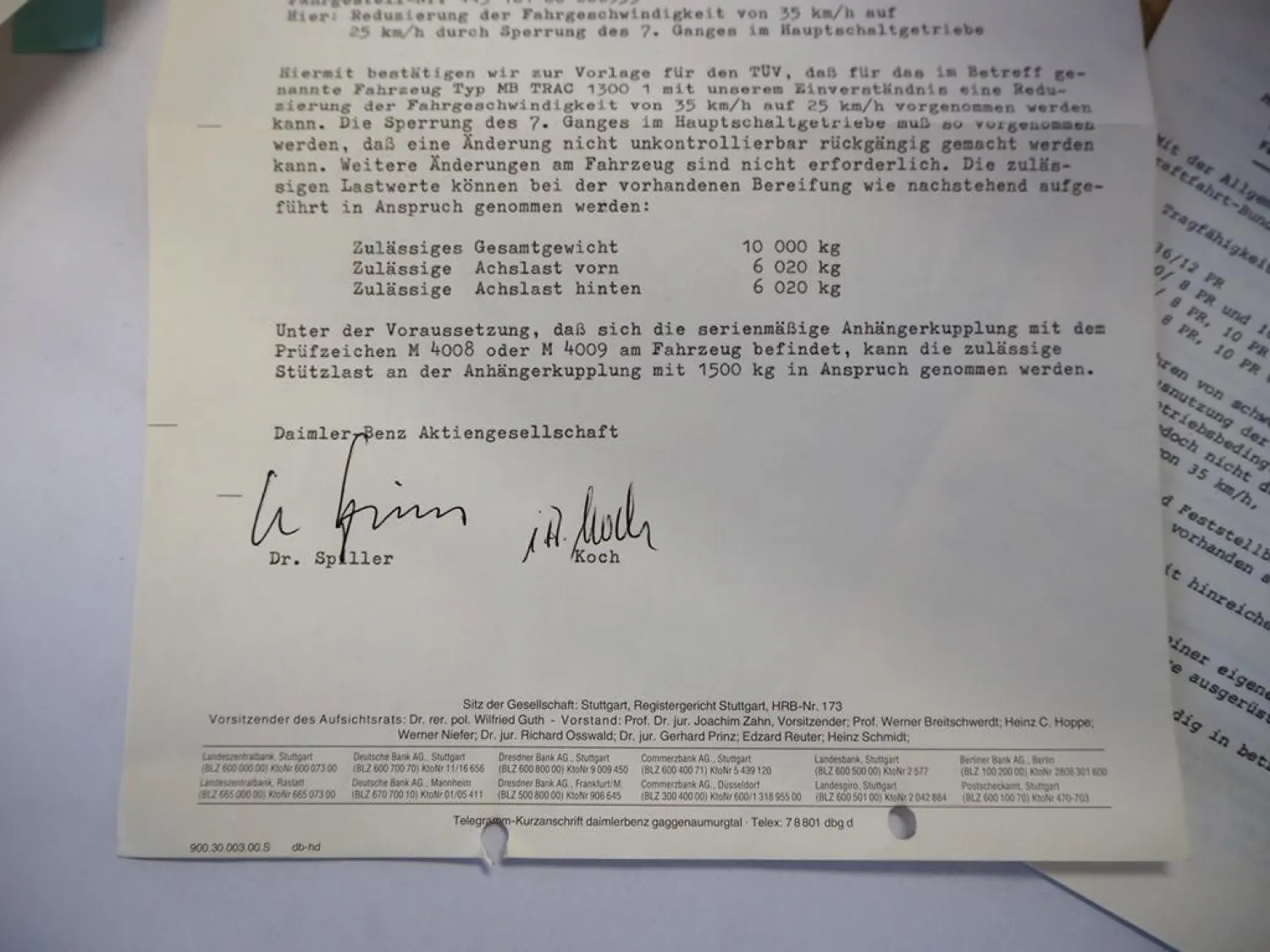 MB-trac 1300 1 Fabrikschild Ausnahmegenehmigung reduzierte Fahrgeschwindigkeit 79