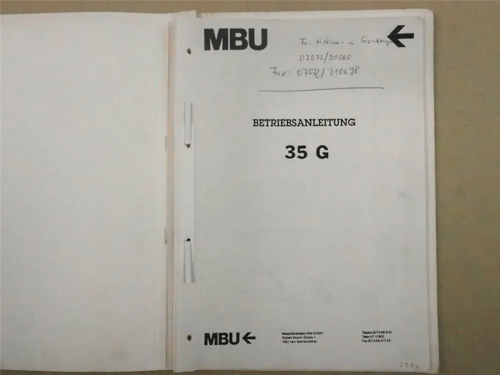 MBU Minibagger IHI 35 G Betriebsanleitung Wartungsanleitung Bedienungshandbuch