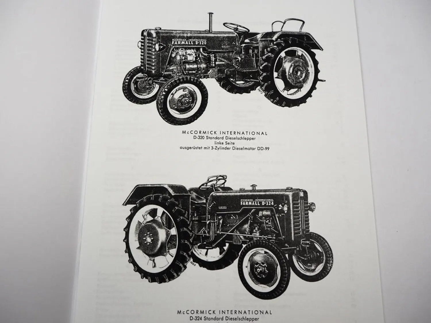Mc Cormick D-320 D-324 Standard Bedienungsanleitung 1961