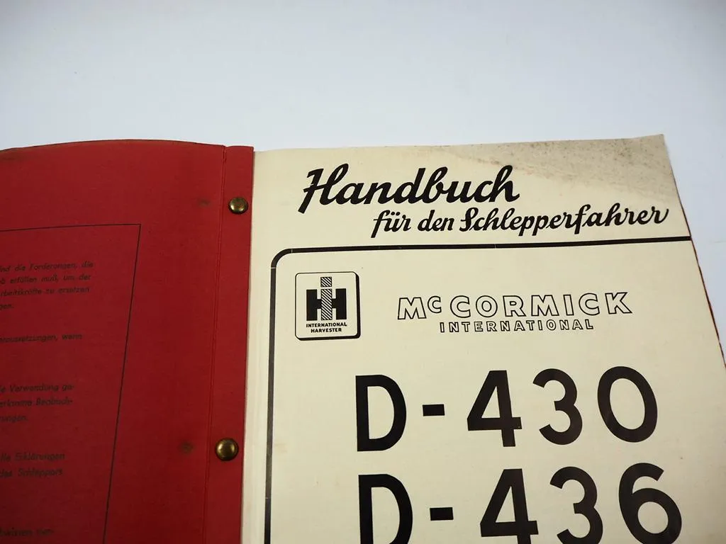 Mc Cormick D-430 D-436 Standard Schlepper Betriebsanleitung Bedienung 1961