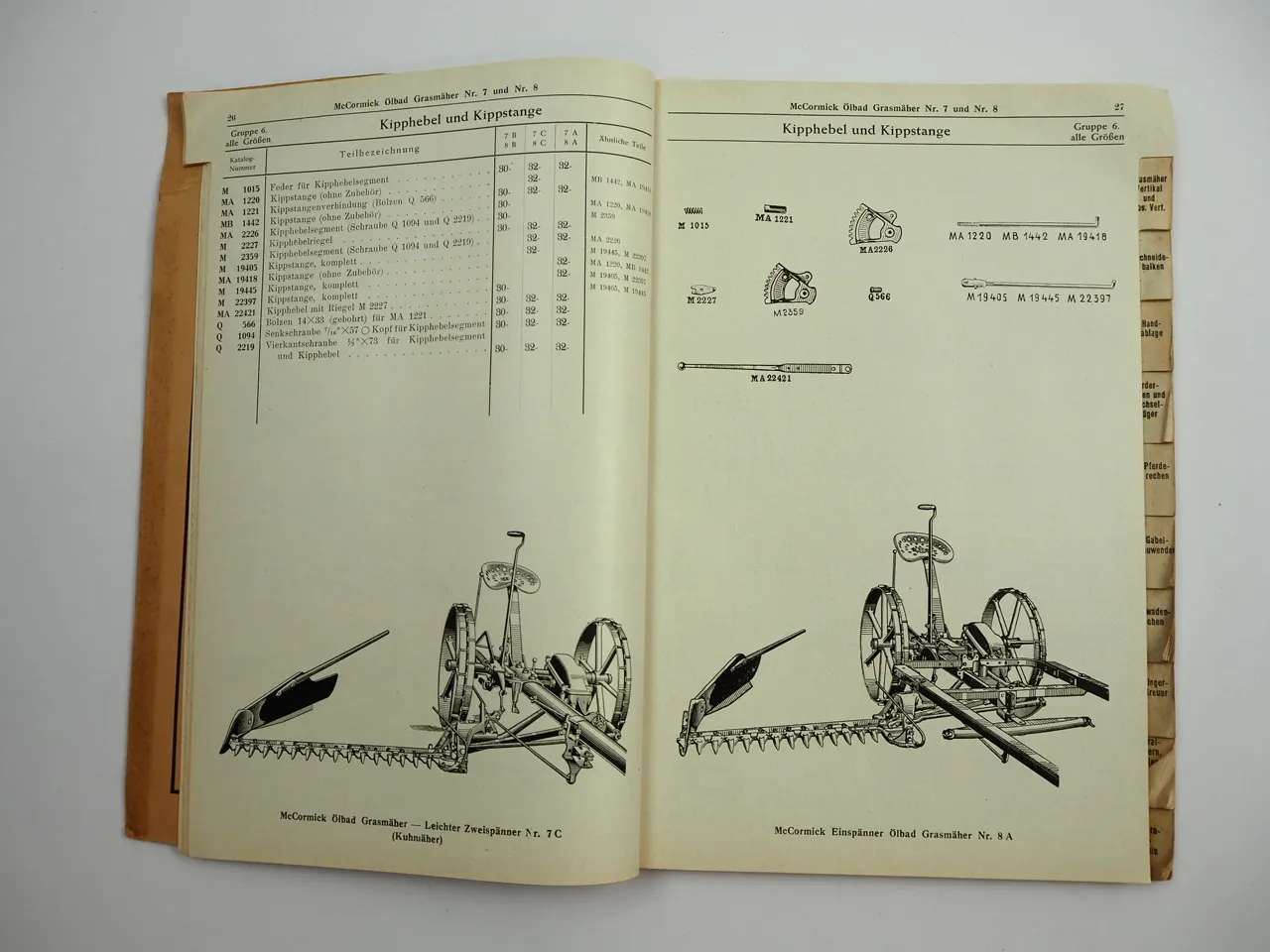 Mc Cormick Heumaschinen Düngerstreuer Ersatzteilkatalog Nr. 6H ca. 1935