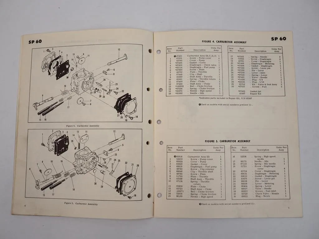 McCulloch SP60 Chain Saw Motorsäge Ersatzteilliste Parts List 1973