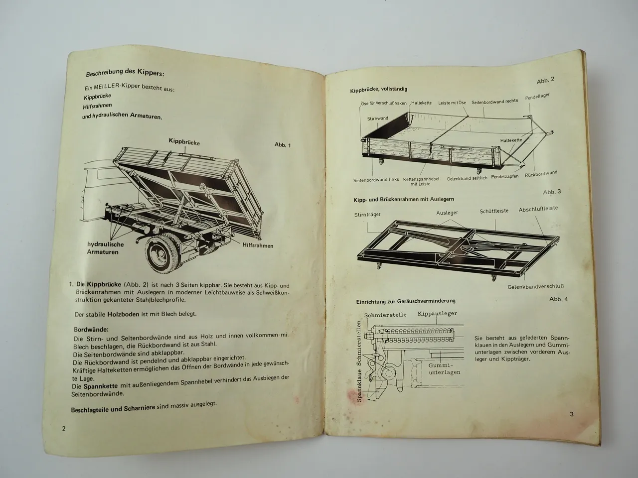 Meiller Dreiseiten Kipper für Mercedes Benz LKW Betriebsanleitung Ersatzteilliste