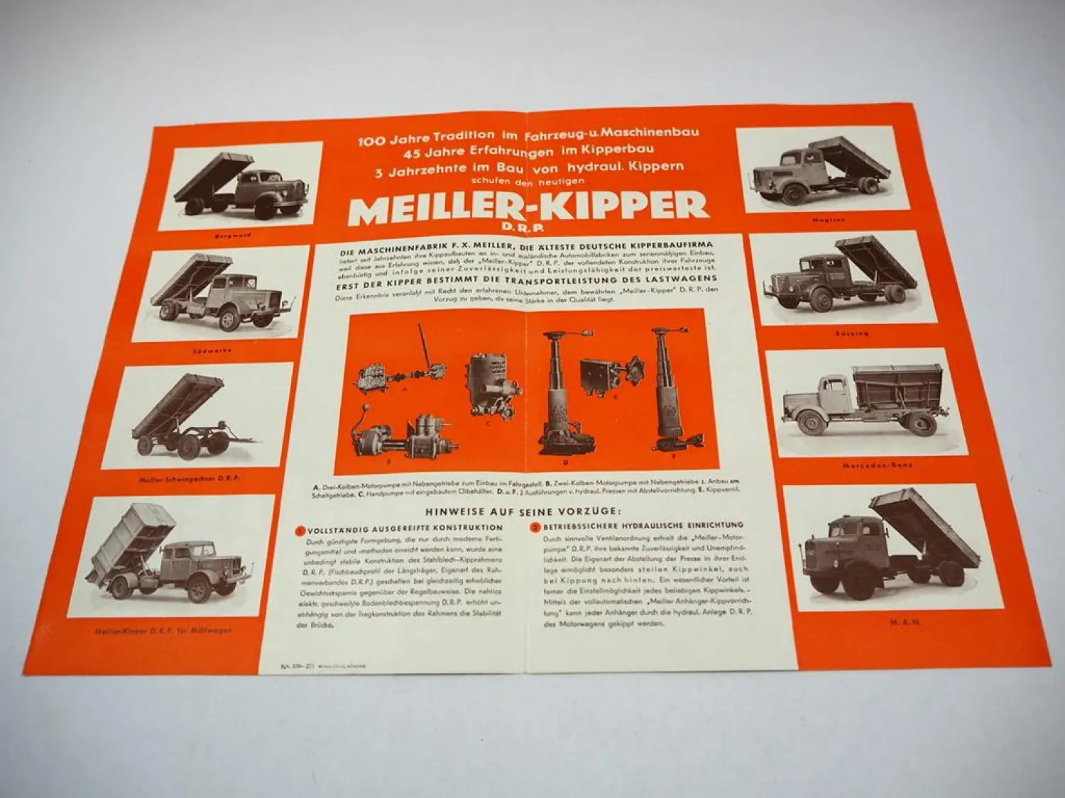 Meiller Kipper LKW Prospekt Produktprogramm Borgward Magirus Mercedes Benz MAN