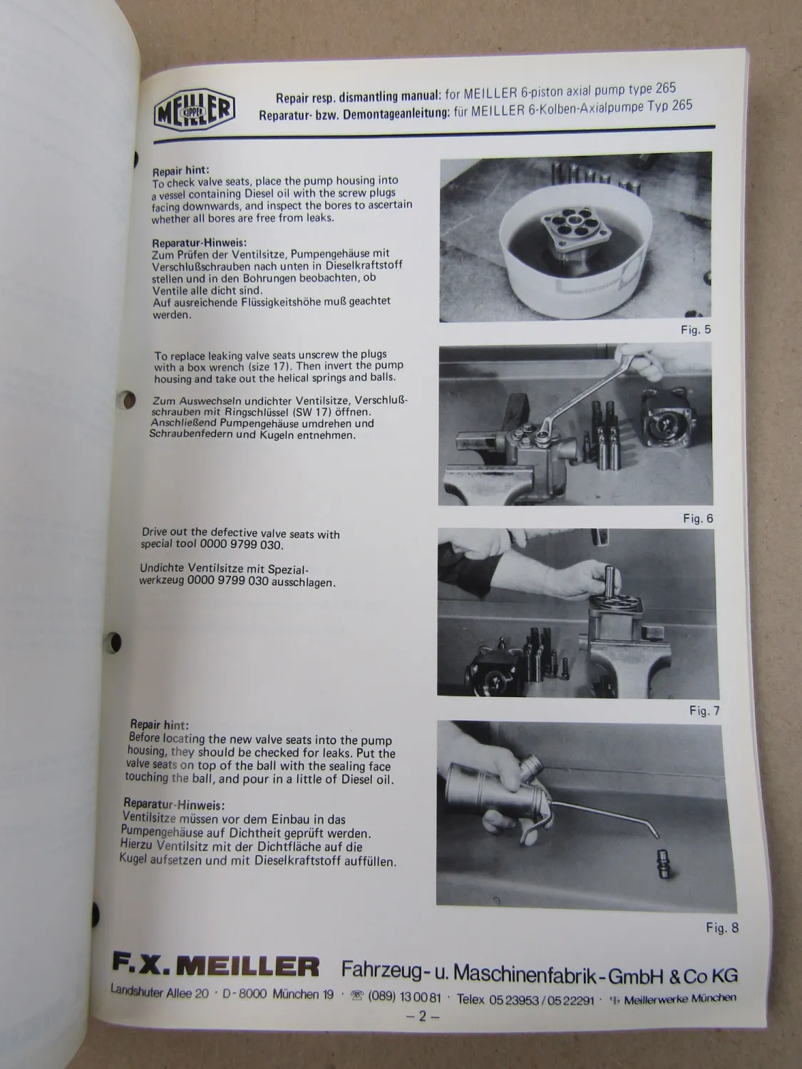 Meiller Kipper Reparaturanleitung und Demontage Spezialwerkzeuge 10/1979