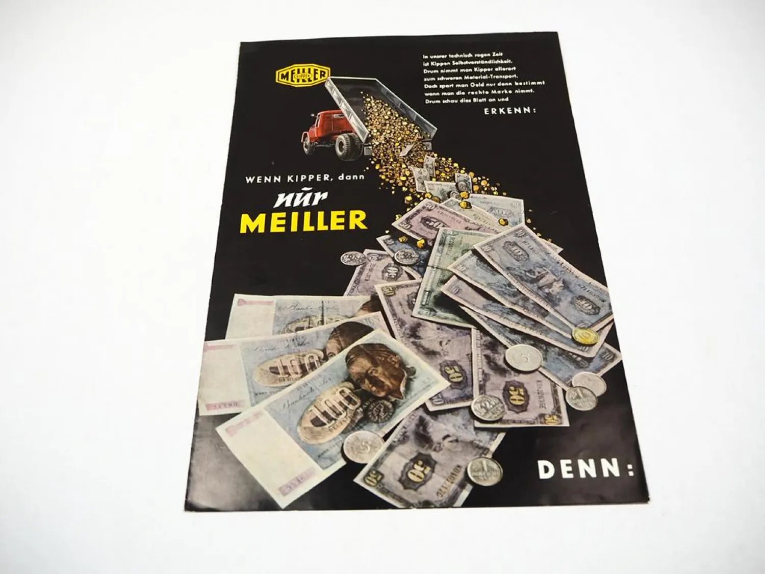 Meiller LKW Kipper Prospekt 1956 Hanomag Henschel Krupp Magirus Mercedes Faun
