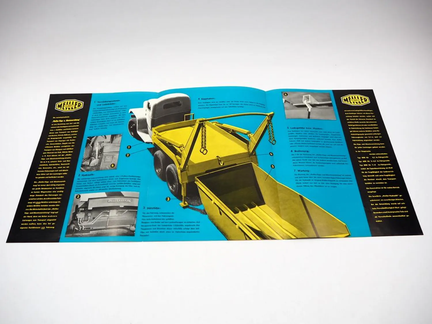 Meiller LKW Typ 4000 6000 8000 mit Kipp- und Absetzvorrichtung Prospekt 09/1955