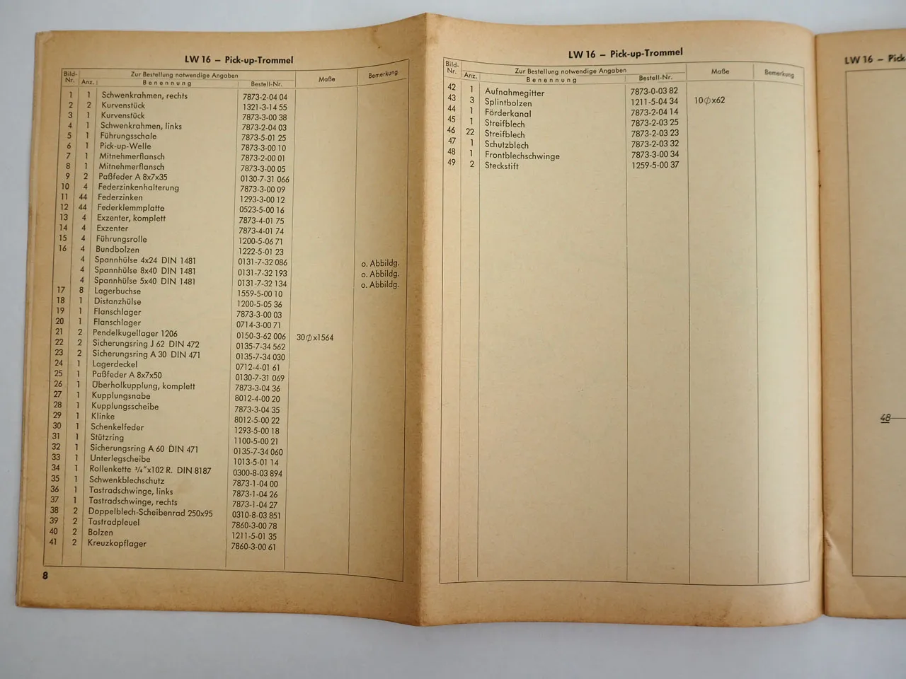 Mengele LW16 LW17 LW17S Ladewagen System Weichel Ersatzteilliste 1969