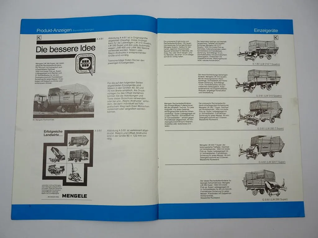 Mengele Werbung Produktanzeigen Firmenzeichen Matern Prospekt 1981