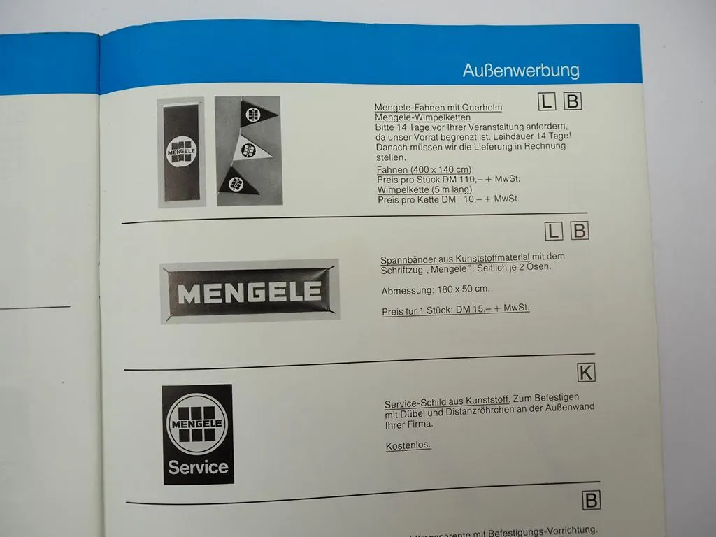 Mengele Werbung Produktanzeigen Firmenzeichen Matern Prospekt 1981
