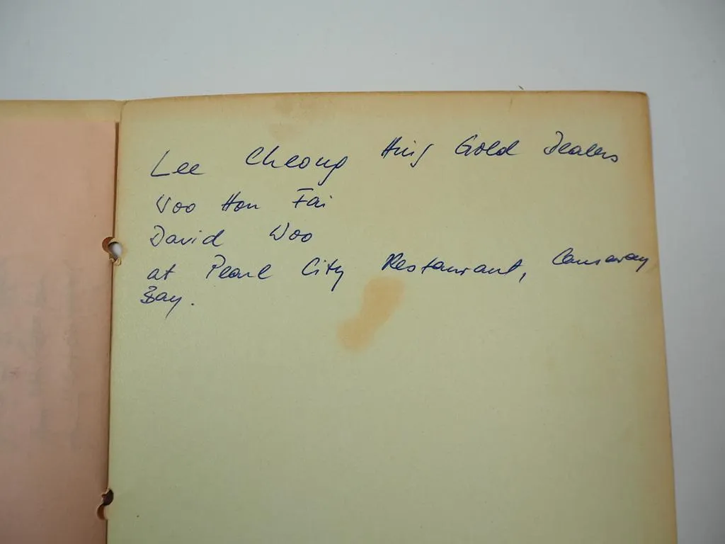 Menükarte Hongkong Pearl City Restaurant Night Club Paterson Street 1970er Jahre