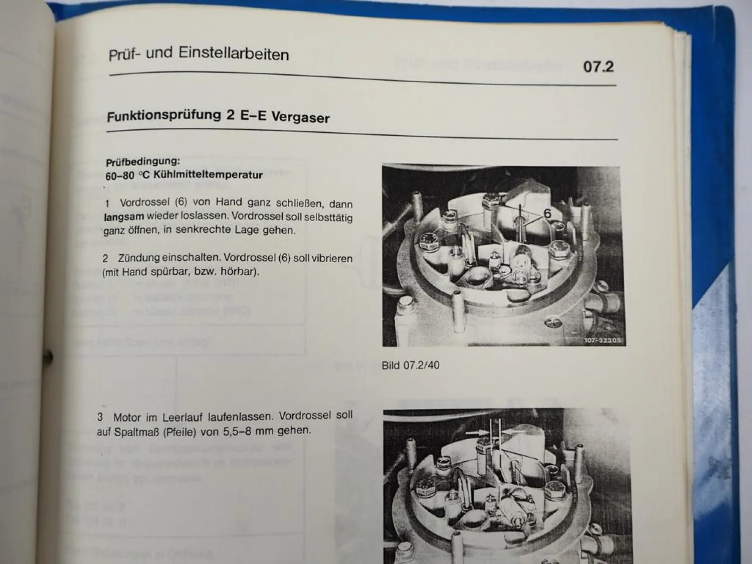 Mercedes 190 200 200T Motor 102 Vergaser Pierburg 2E-E Kundendiensthandbuch 1986