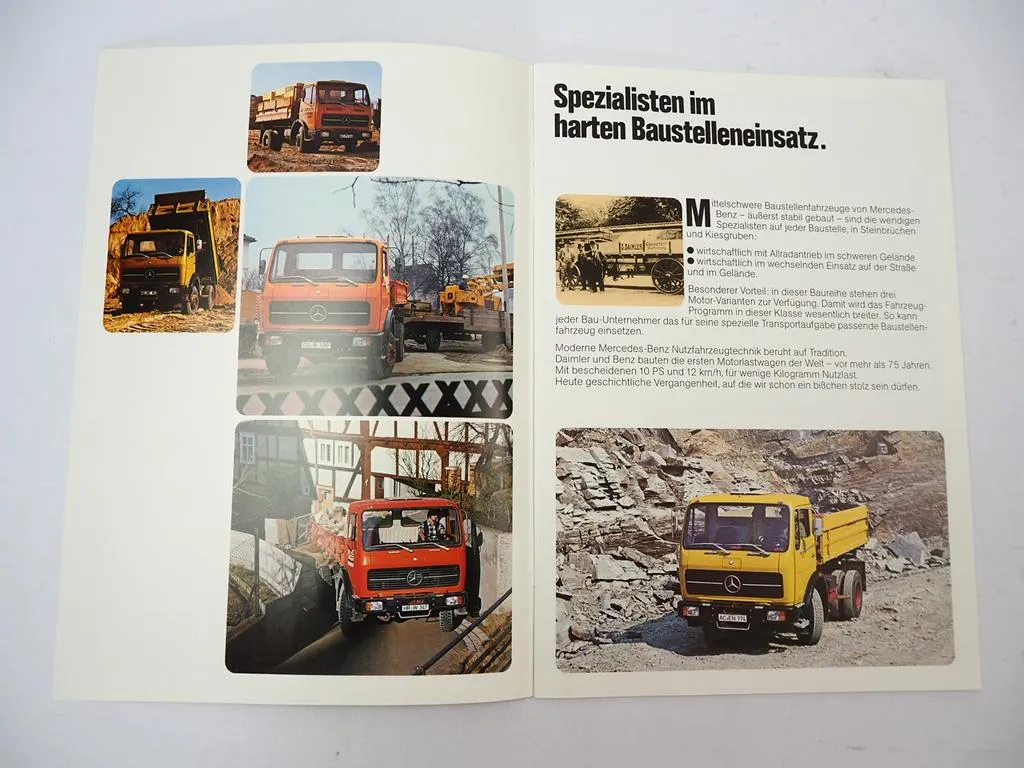Mercedes Benz 1013 - 1624 LKW Baustellenfahrzeuge Kipper Prospekt Datenblätter